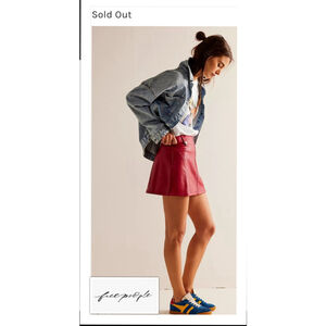 Free People We The Free Runaway Vegan Red Leather Mini Skirt size 28